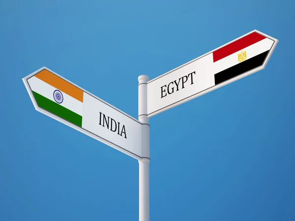 Egito Índia Sinalização Bandeiras Conceito — Fotografia de Stock