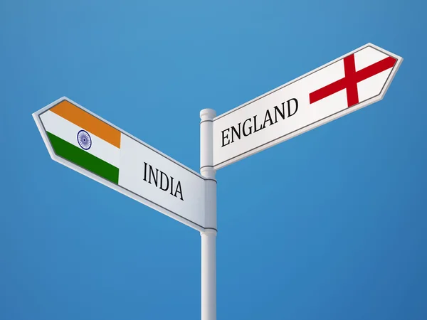 Engeland India teken vlaggen Concept — Stockfoto