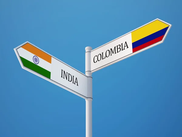 Conceito de Bandeiras de Sinais da Colômbia Índia — Fotografia de Stock