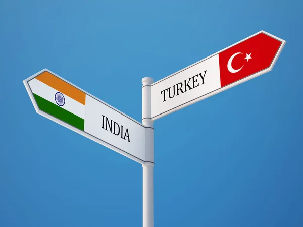 Turquía India Firma el concepto de banderas —  Fotos de Stock