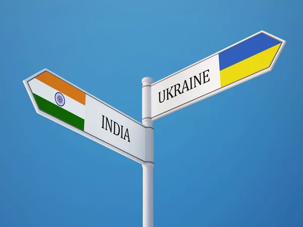 Ukraine India  Sign Flags Concept — Stock Photo, Image