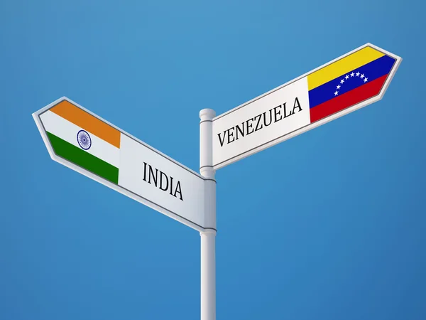 Venezuela India Firma Concepto de Banderas —  Fotos de Stock