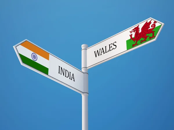 Wales India  Sign Flags Concept — Stock Photo, Image