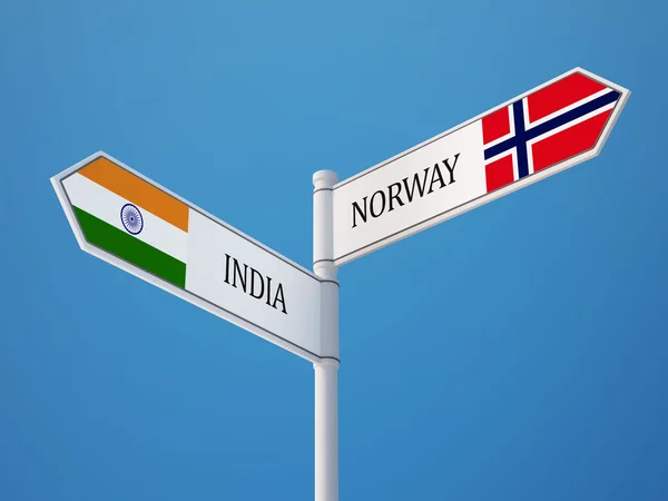 Норвегия Индия подписала концепцию флагов — стоковое фото