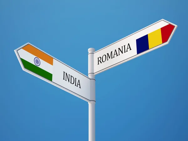 Romania India  Sign Flags Concept — Stock Photo, Image