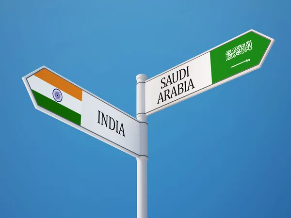 Saudi Arabia India  Sign Flags Concept — Stock Photo, Image