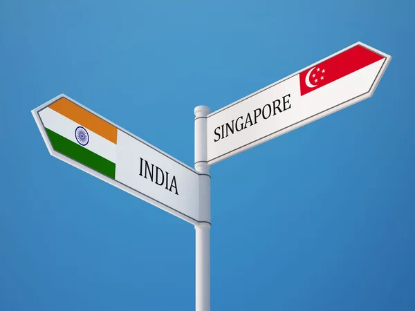 Singapour Inde Signer Drapeaux Concept — Photo