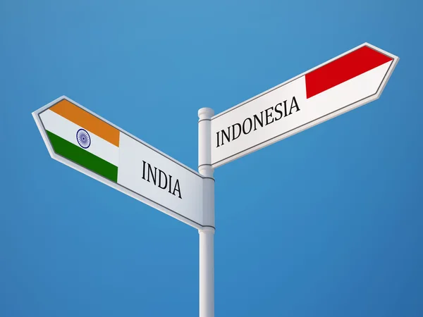 Indonezia India Semnează Conceptul Steaguri — Fotografie, imagine de stoc