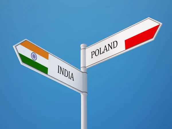 Polen India teken vlaggen Concept — Stockfoto