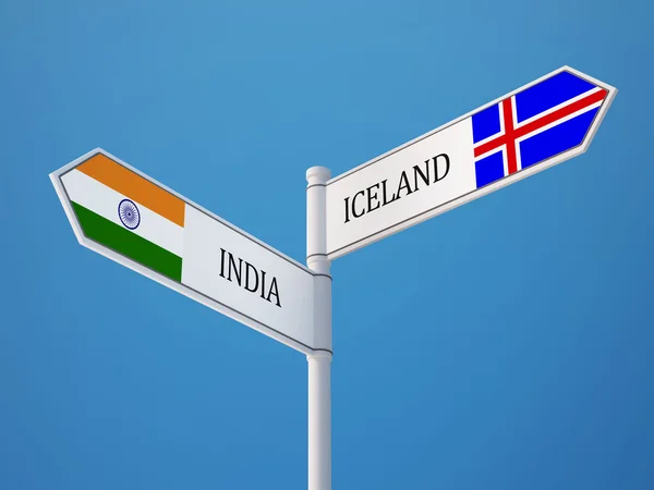 Islande Inde Signer Drapeaux Concept — Photo