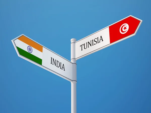 Túnez India Firma el concepto de banderas —  Fotos de Stock
