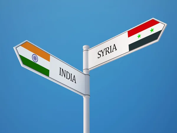 Síria Índia Signo Bandeiras Conceito — Fotografia de Stock