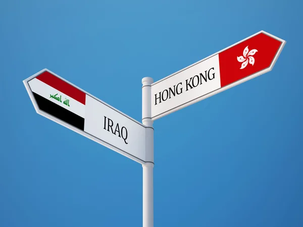 Iraq Hong Kong  Sign Flags Concept — Stock Photo, Image