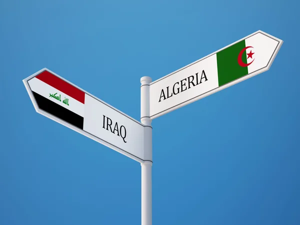 Algeriet Irak tecken flaggor koncept — Stockfoto