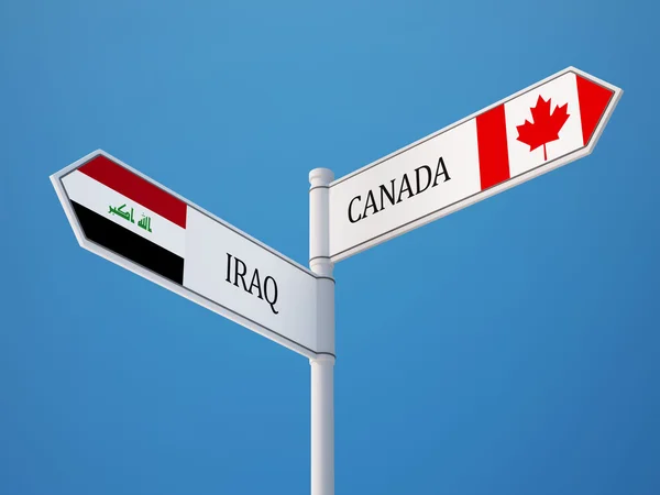 Canada Irak Semnează Conceptul Steaguri — Fotografie, imagine de stoc