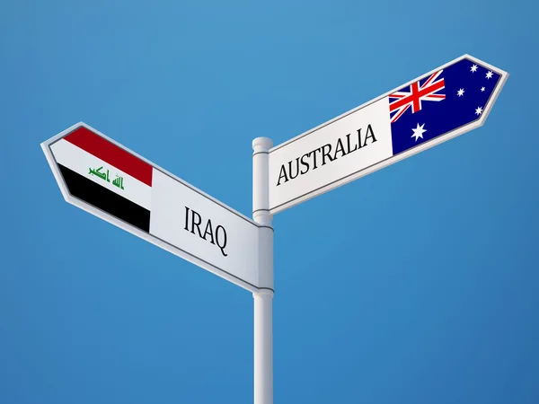 Australie Irak Signer Drapeaux Concept — Photo