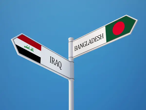Bangladéš Irák znamení příznaky koncept — Stock fotografie