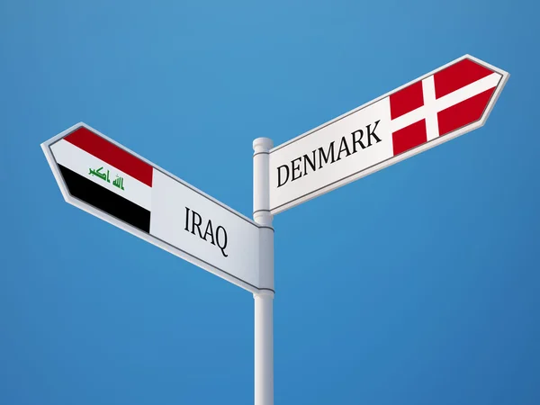 Denmark Iraq  Sign Flags Concept — Stock Photo, Image