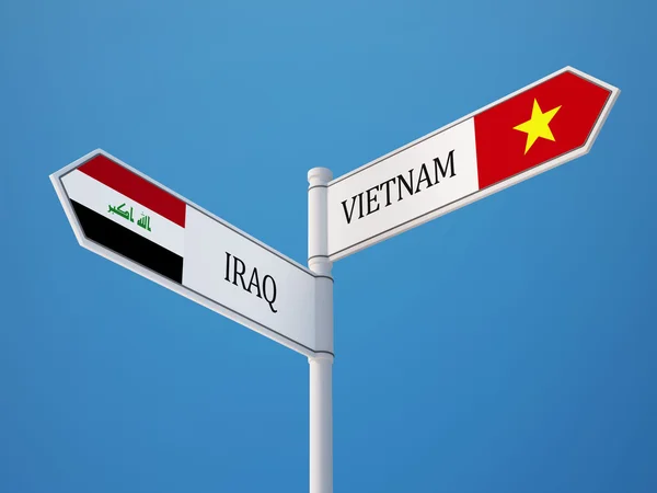 Vietnam Iraq  Sign Flags Concept — Stock Photo, Image