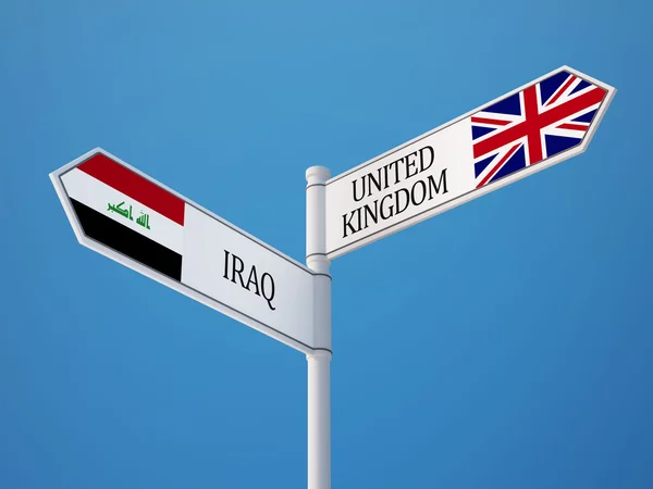 United Kingdom Iraq  Sign Flags Concept — Stock Photo, Image