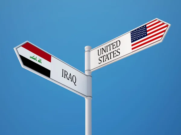 Estados Unidos Iraque Sinalização Bandeiras Conceito — Fotografia de Stock