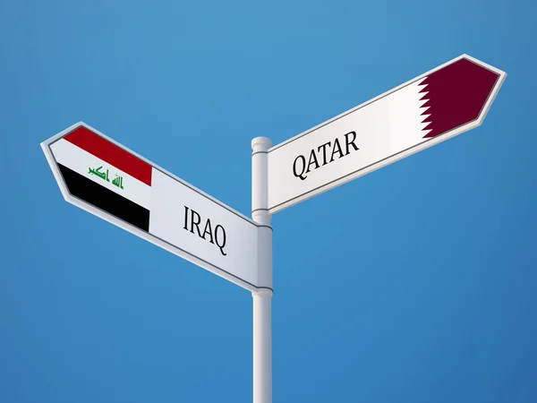 Katar Irak Schild Flaggen-Konzept — Stockfoto