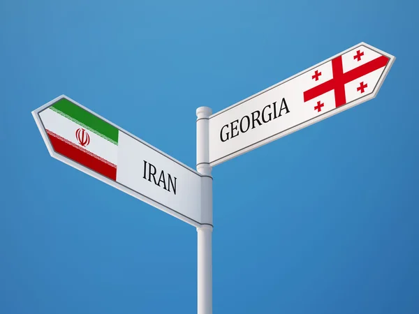 Iran Georgia  Sign Flags Concept — Stock Photo, Image