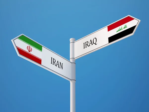 Iran Iraq  Sign Flags Concept — Stock Photo, Image