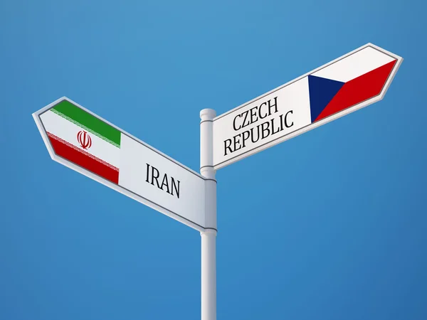 República Tcheca Irã assinar bandeira conceito — Fotografia de Stock