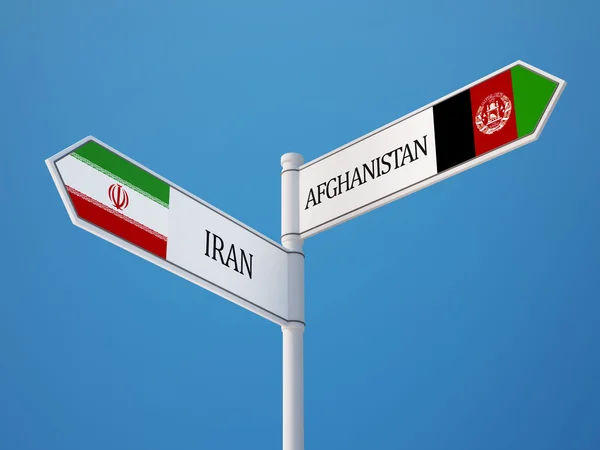 Afghanistan Iran flaggor koncept — Stockfoto