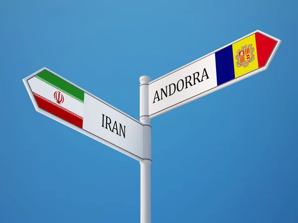 Andora Iran znak flagi koncepcja — Zdjęcie stockowe