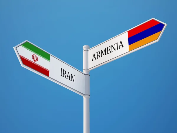 Armenia Iran Sign Flags Konsep — Stok Foto