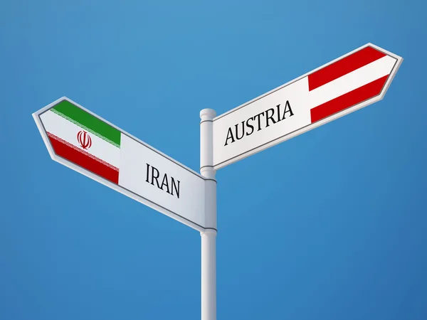 Österrike Iran tecken flaggor koncept — Stockfoto