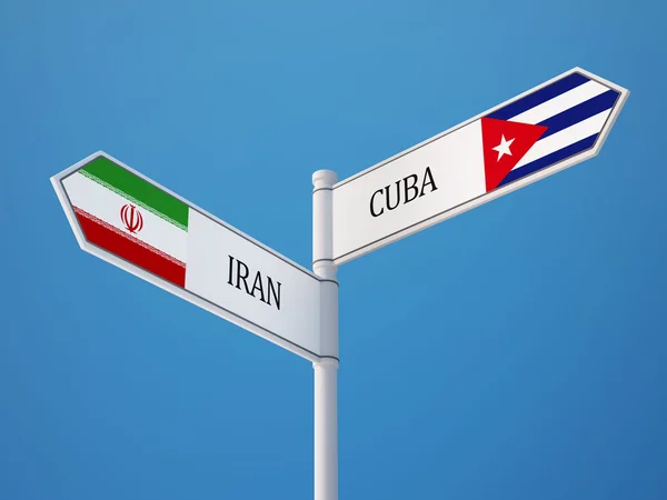 Kuba Irán bejelentkezési jelzők koncepció — Stock Fotó