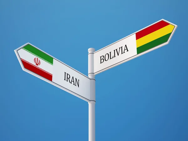 Bolivia Iran tecken flaggor koncept — Stockfoto