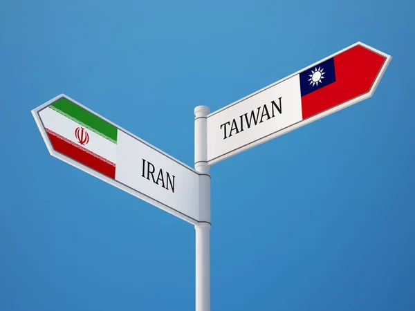 Conceito de bandeiras de sinalização Taiwan Irã — Fotografia de Stock