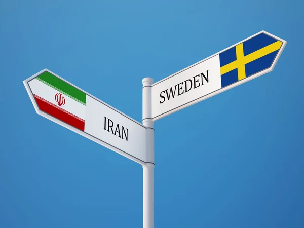 Suécia Iran Sign Flags Concept — Fotografia de Stock