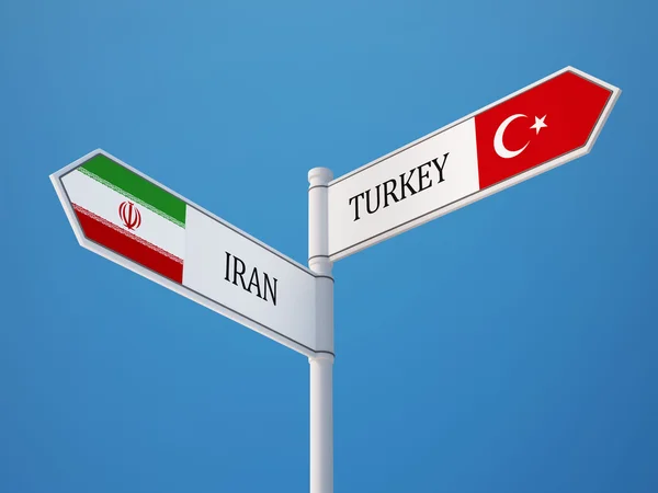 Türkei iran Zeichen Flaggen Konzept — Stockfoto