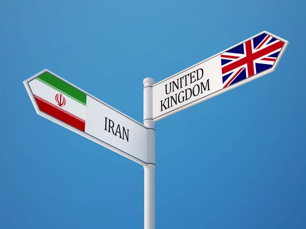 United Kingdom Iran  Sign Flags Concept — Stock Photo, Image