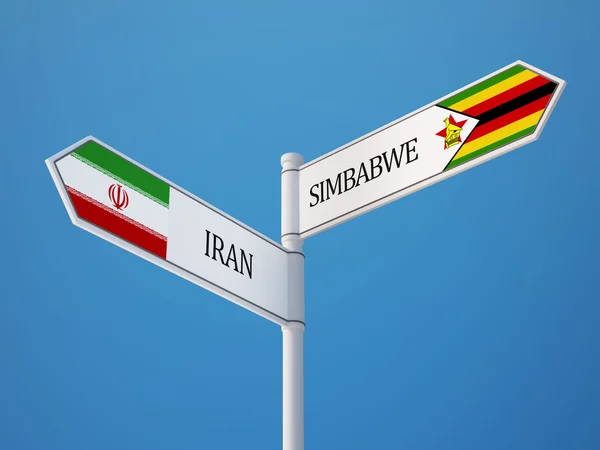 Zimbabwe Iran  Sign Flags Concept — Stock Photo, Image