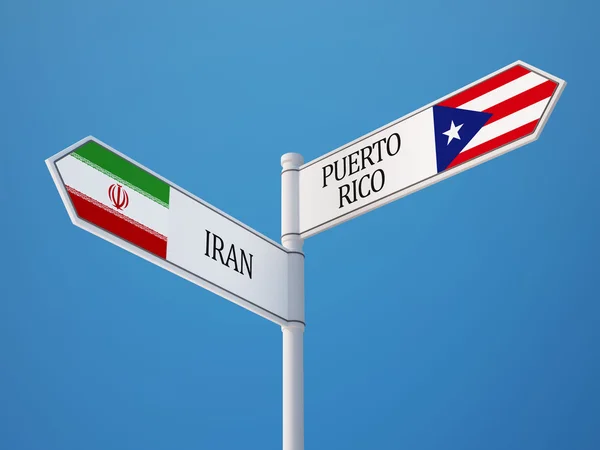 Puerto Rico Iran tecken flaggor koncept — Stockfoto