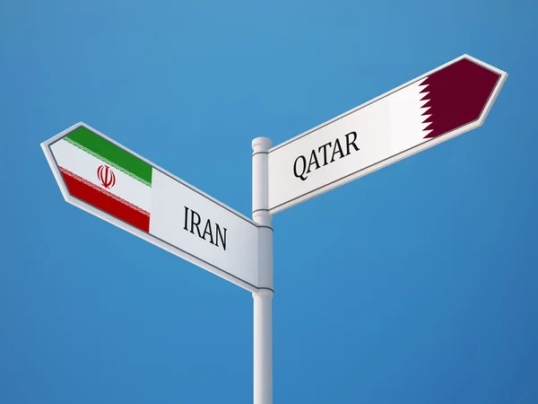 Qatar iran sign flags konzept — Stockfoto