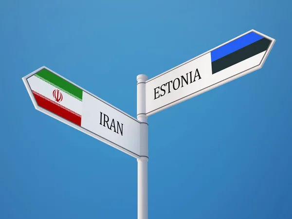 Estónia Iran Sign Flags Concept — Fotografia de Stock