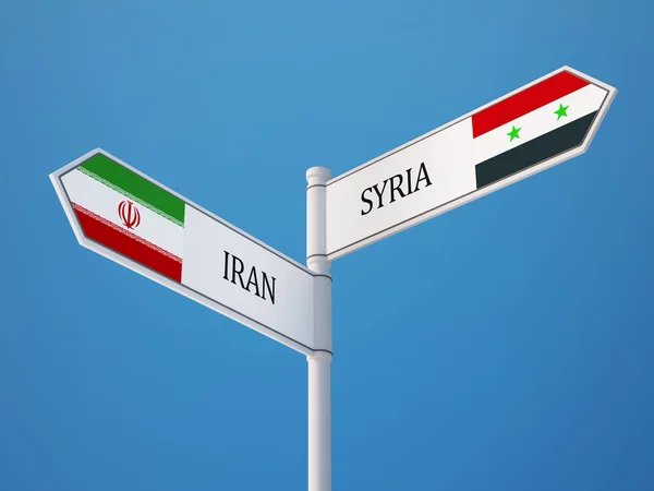 Syrien Iran tecken flaggor koncept — Stockfoto