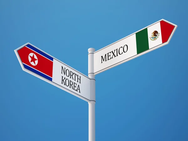Meksika Kuzey Kore bayrakları kavramı — Stok fotoğraf