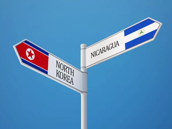 Nikaragua Severní Korea znamení příznaky koncept — Stock fotografie