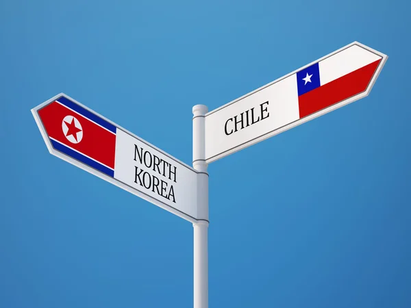 Chile North Korea  Sign Flags Concept — Stock Photo, Image