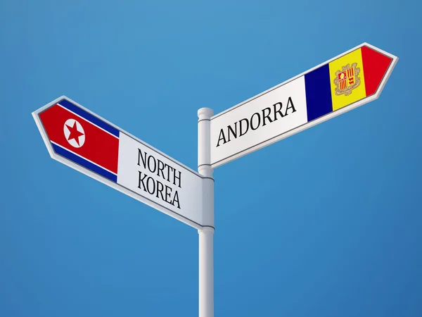 Andora Korea Północna znak flagi koncepcja — Zdjęcie stockowe