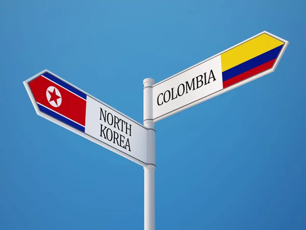 Kolombiya Kuzey Kore işaret bayrakları kavramı — Stok fotoğraf