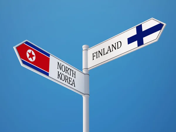 Finland Noord-Korea teken vlaggen Concept — Stockfoto